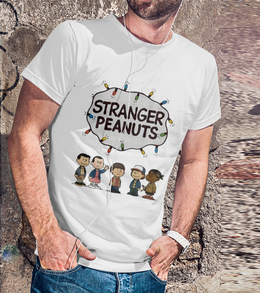 Stranger Peanuts Characters Christmas Lights Mashup T-Shirt