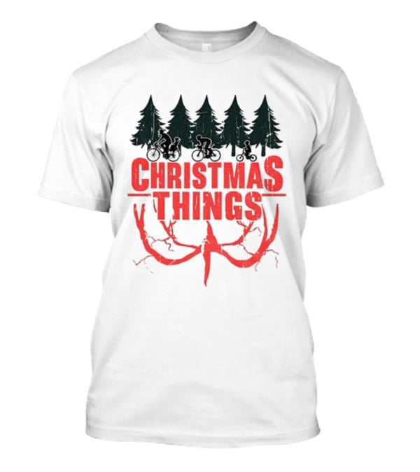 Stranger Things Christmas Things Tree Merry Christmas Scene T-Shirt