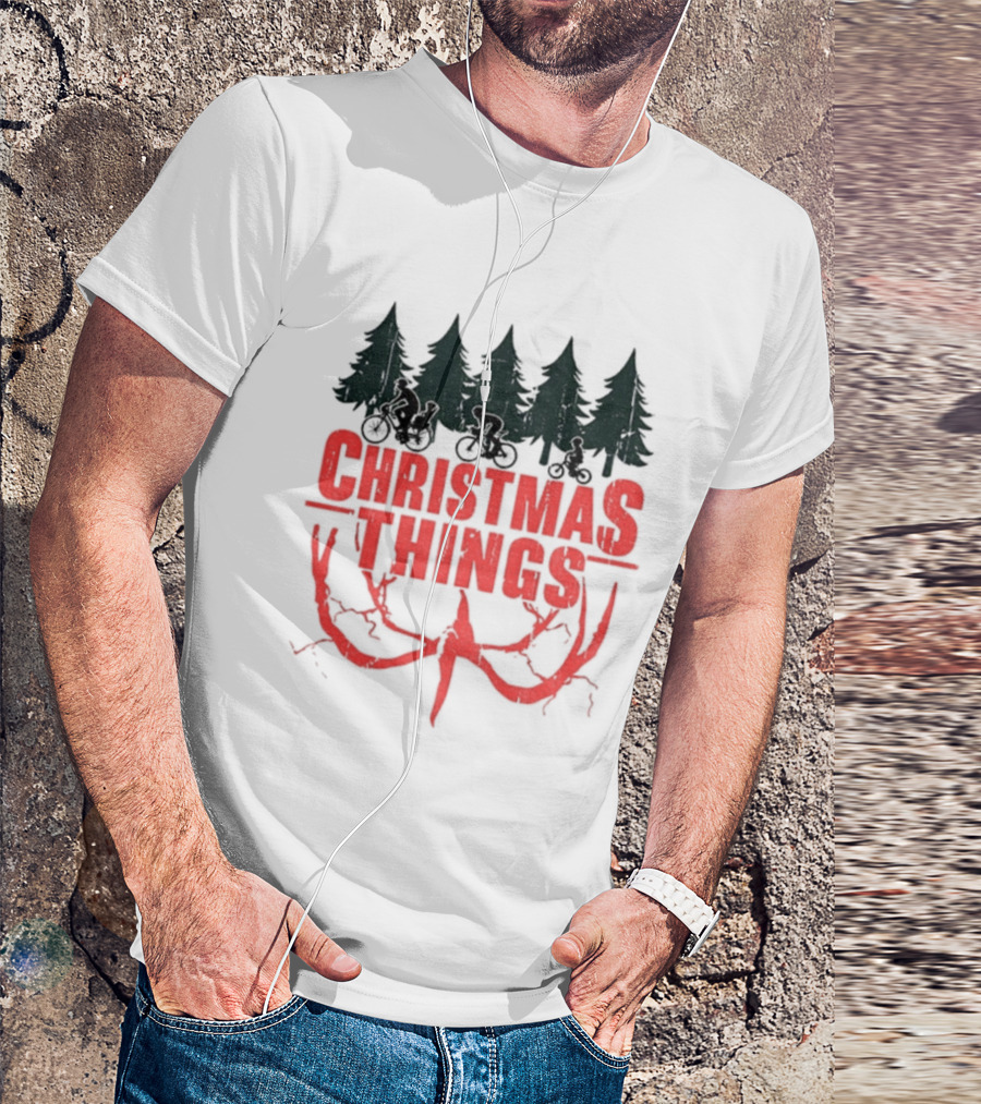 Stranger Things Christmas Things Tree Merry Christmas Scene T-Shirt