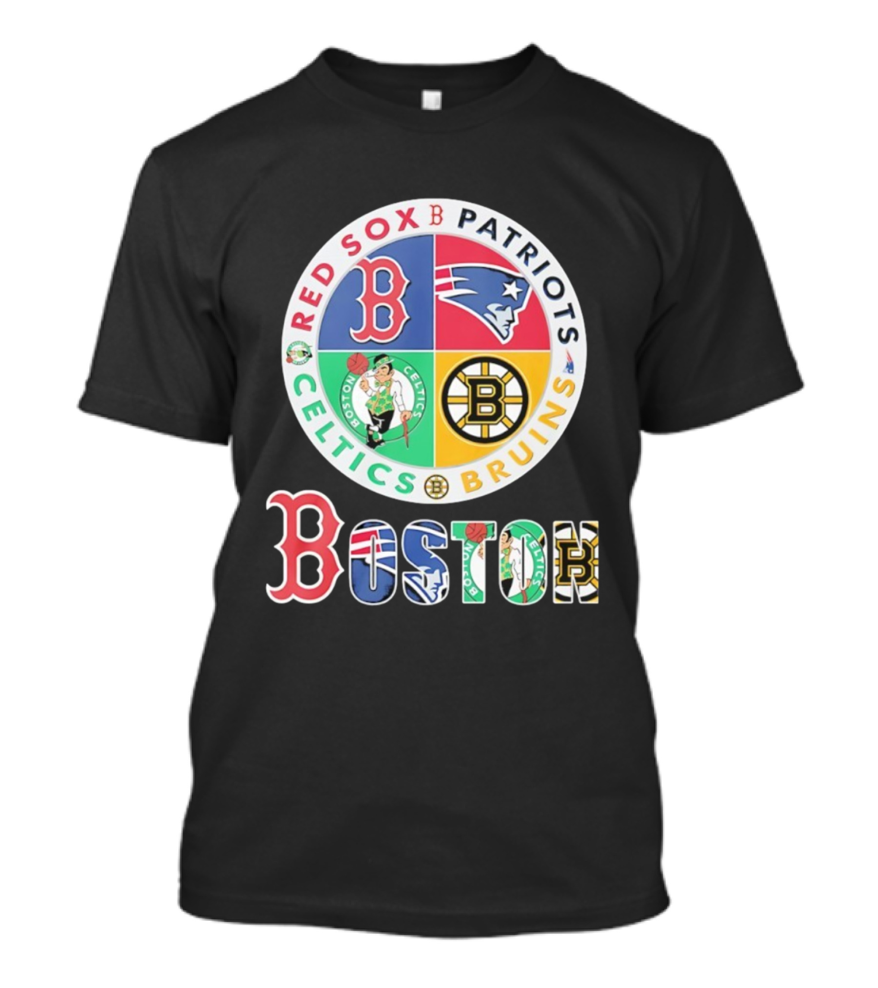Boston Red Sox Patriots Celtics Bruins Team Emblems T-Shirt