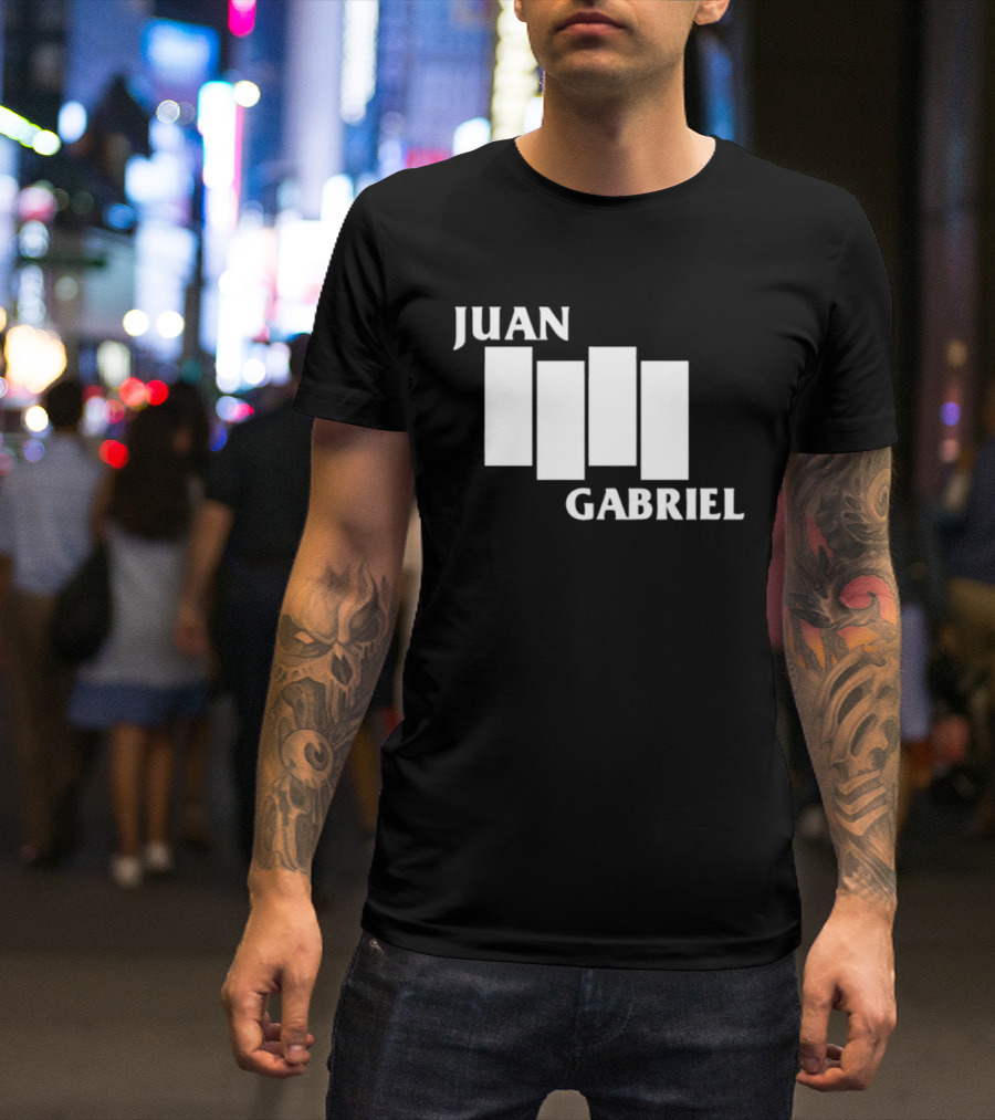 Juan Gabriel Black Flag Parody White Text T-Shirt
