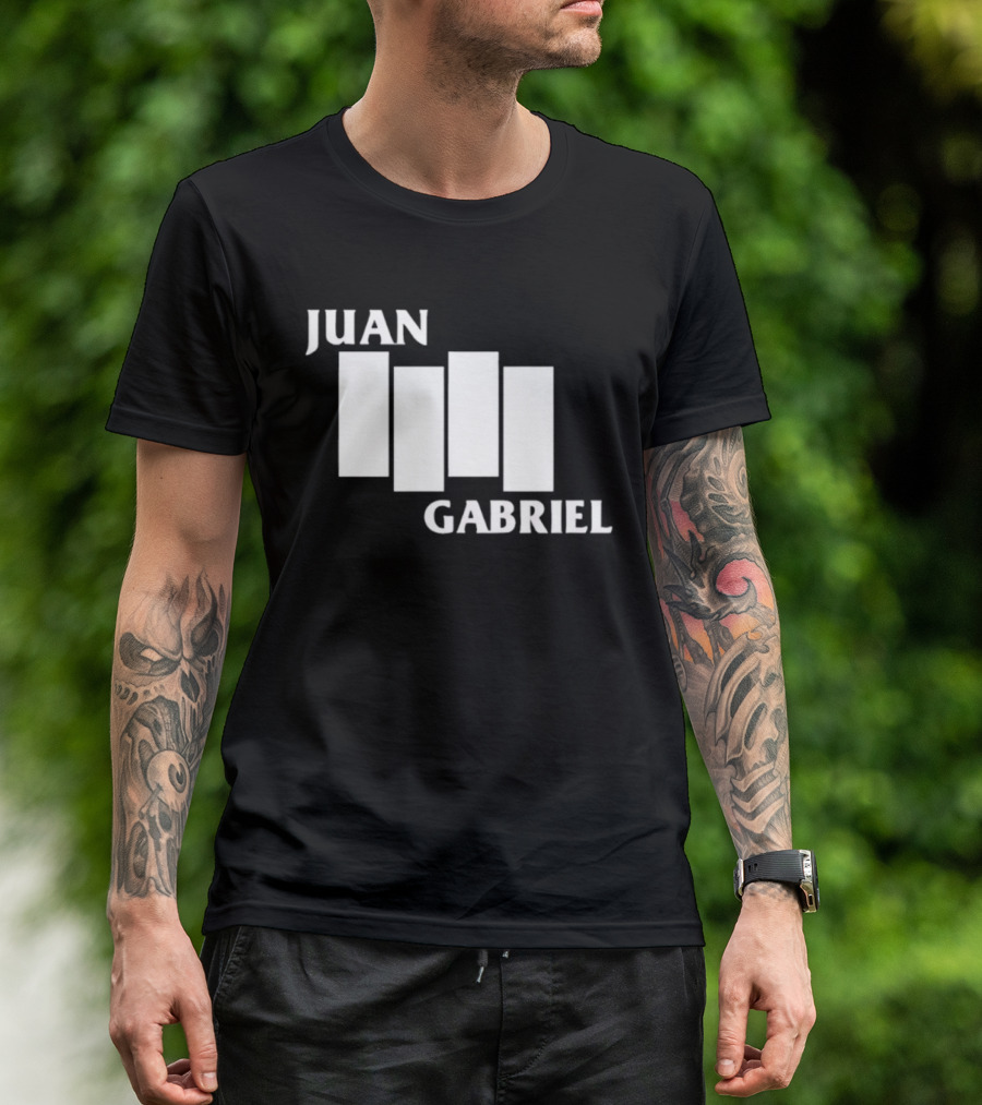 Juan Gabriel Black Flag Parody White Text T-Shirt