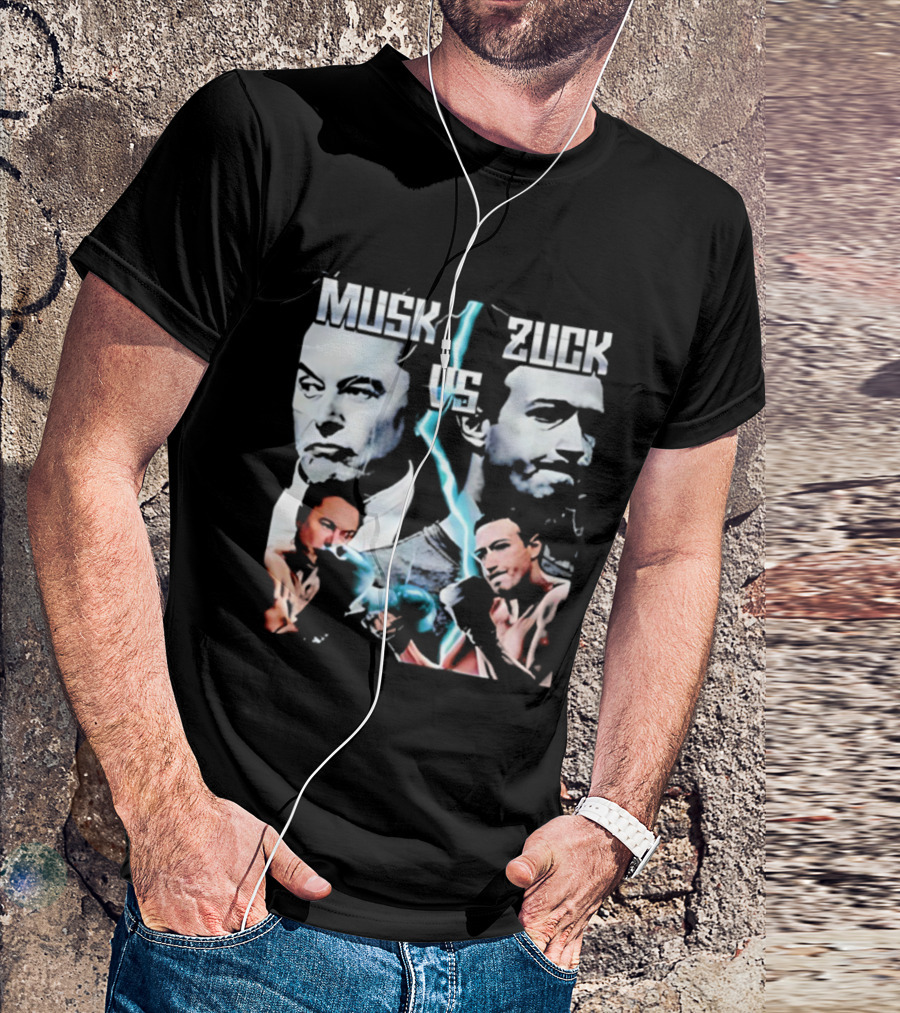 Musk Zuck Dual Lighting Face-Off T-Shirt