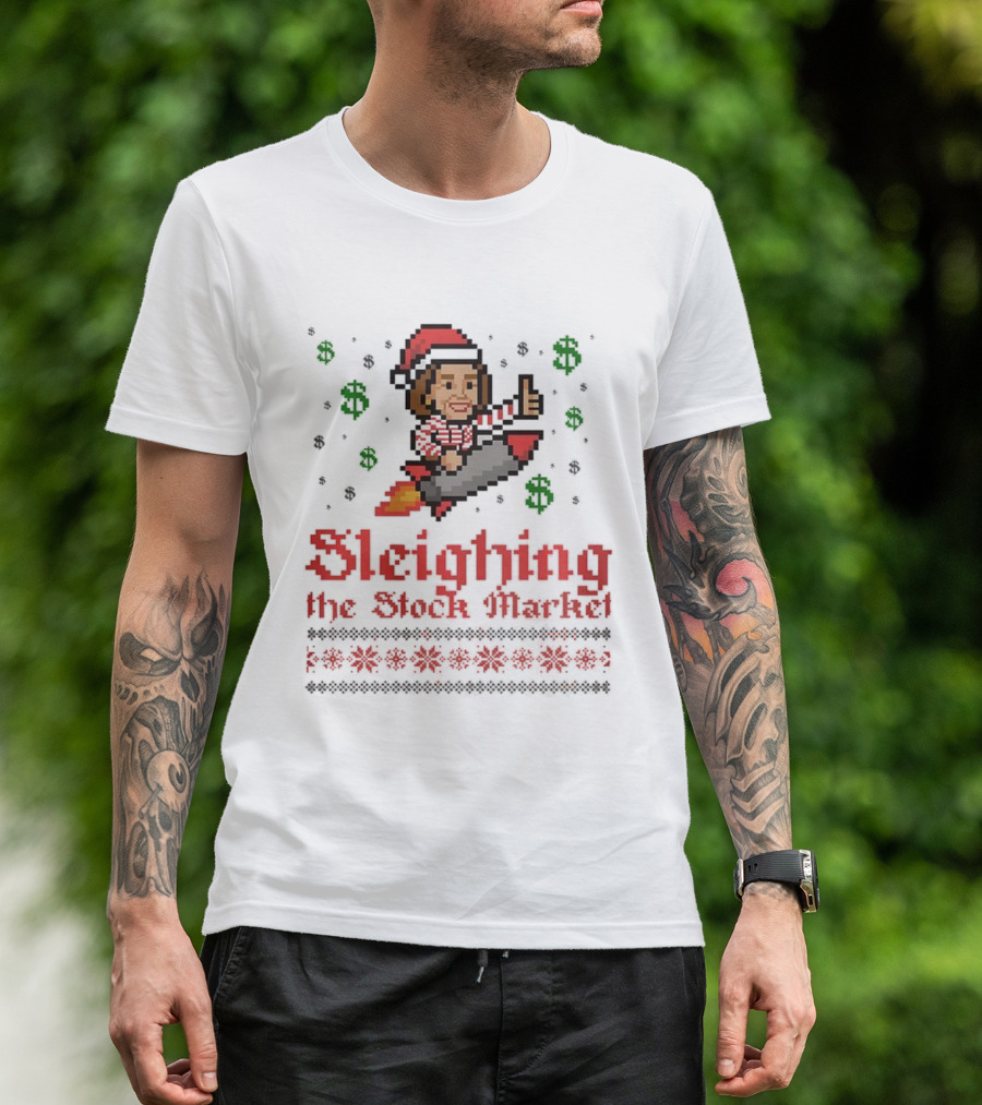 Sleighing The Stock Market Pixel Ugly Christmas End Of An Error T-Shirt