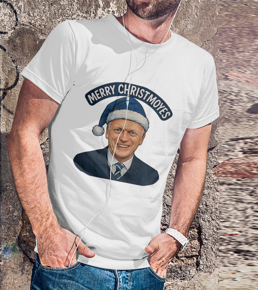 Merry Christmoyes Christmas Everton FC David Moyes Holiday Santa Hat T-Shirt
