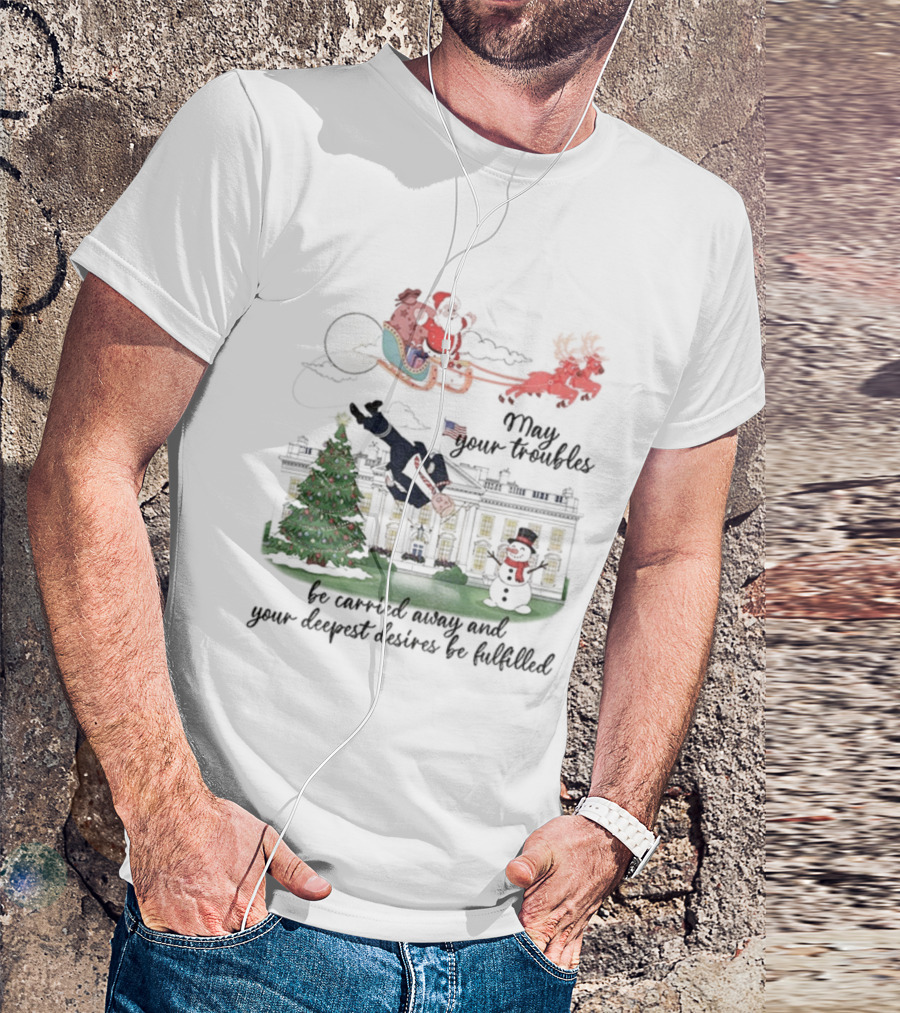 Santa Sleigh Carried Away Anti Trump Christmas Tree White House T-Shirt