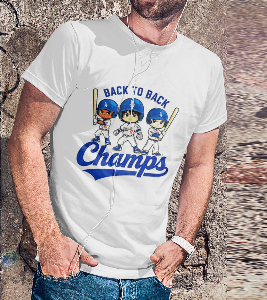 Los Angeles Dodgers Baseball Back To Back Champs Characters T-Shirt