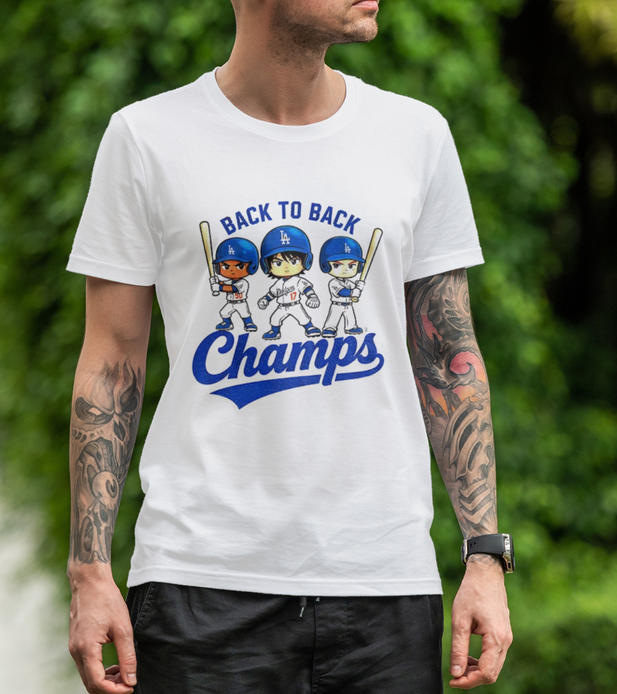 Los Angeles Dodgers Baseball Back To Back Champs Characters T-Shirt