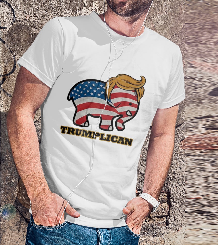 TRUMPLICAN American Flag Elephant With Hair Caricature T-Shirt
