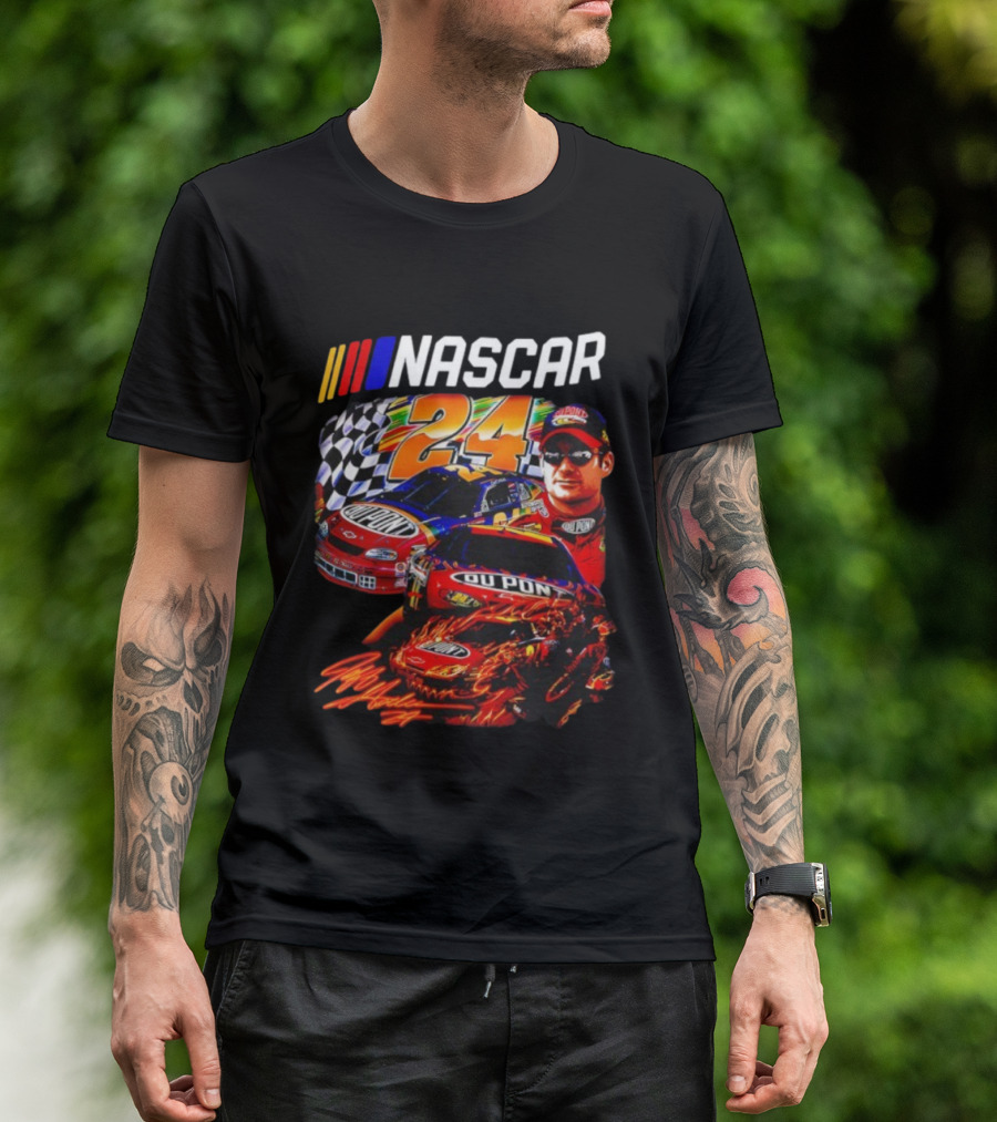 Nascar Jeff Gordon DuPont Racing Number 24 Checkered Flag T-Shirt
