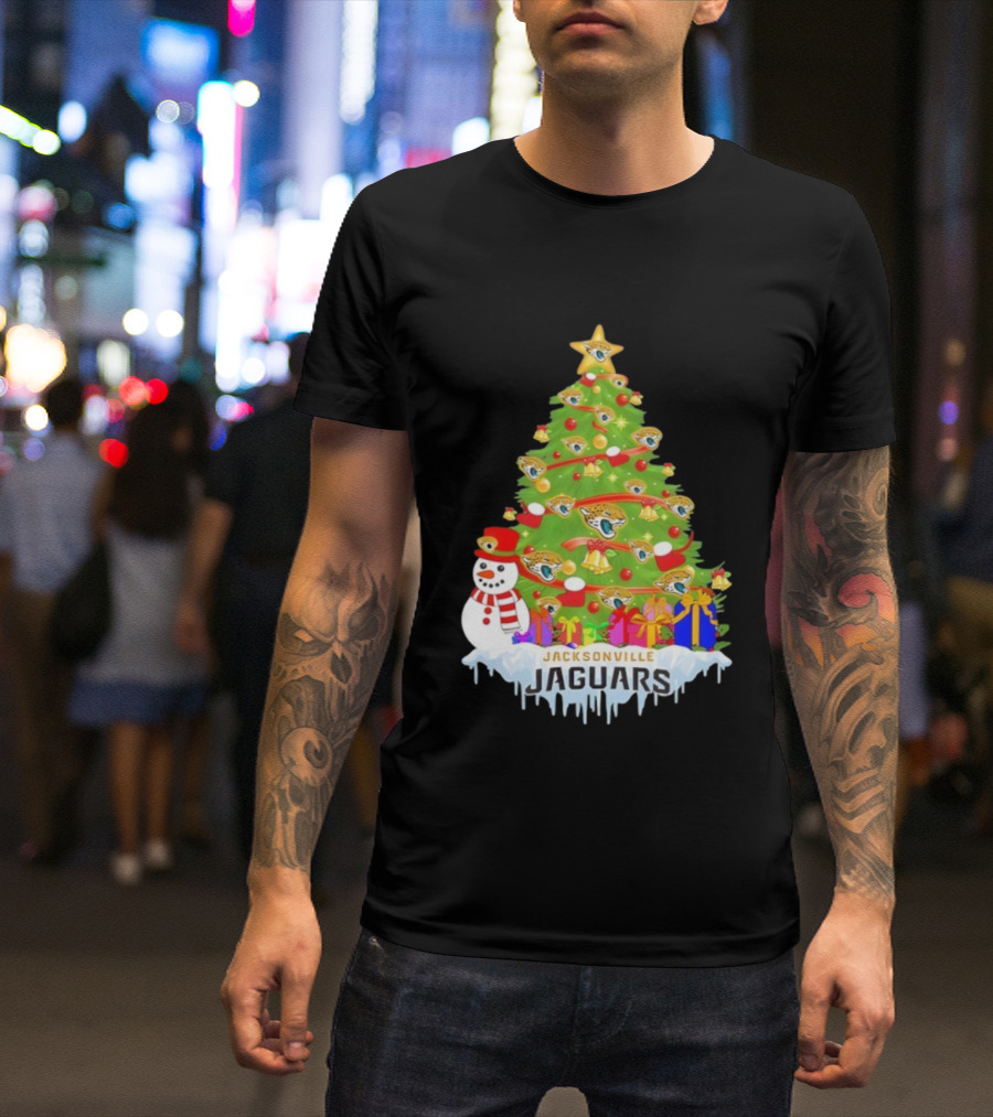 Jacksonville Jaguars Christmas Tree Holiday Football Celebration T-Shirt