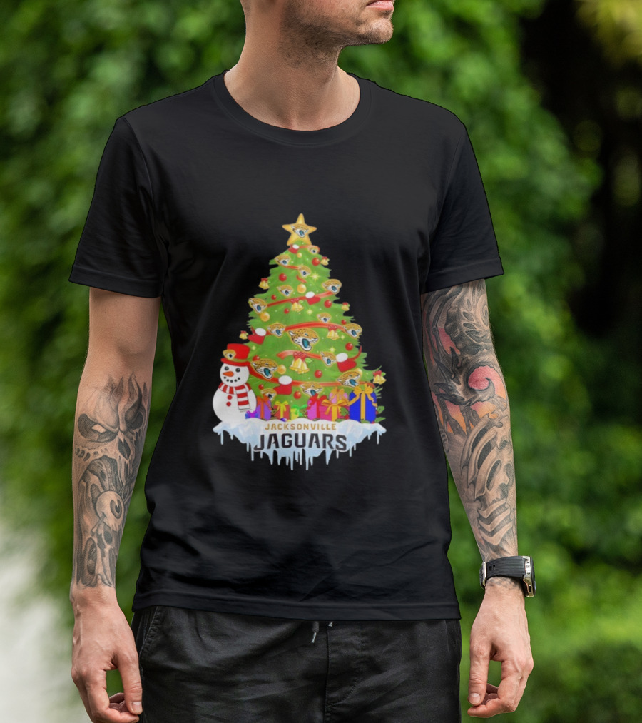 Jacksonville Jaguars Christmas Tree Holiday Football Celebration T-Shirt