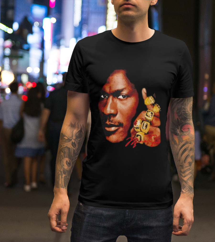 NBA Legend Michael Jordan Championship Rings Signature T-Shirt