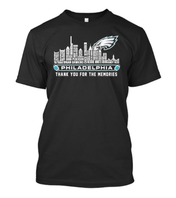 Philadelphia Eagles City Skyline Names Thank You For The Memories T-Shirt