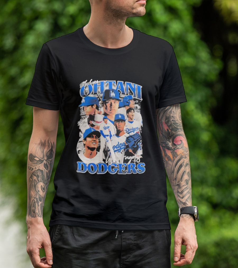 Shohei Ohtani Los Angeles Dodgers Baseball Player Collage Dodgers T-Shirt