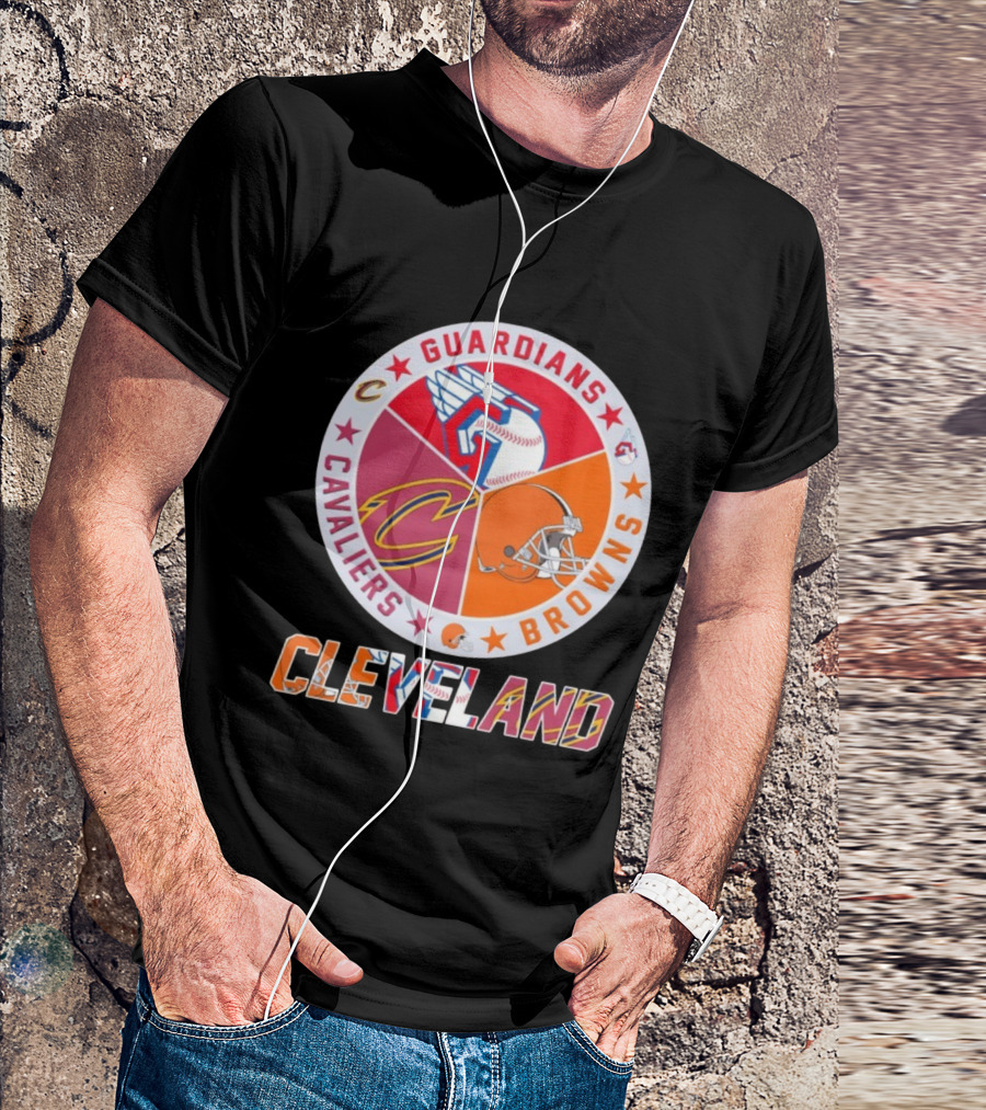 Cleveland Guardians Cavaliers Browns Sports Logos Circle T-Shirt