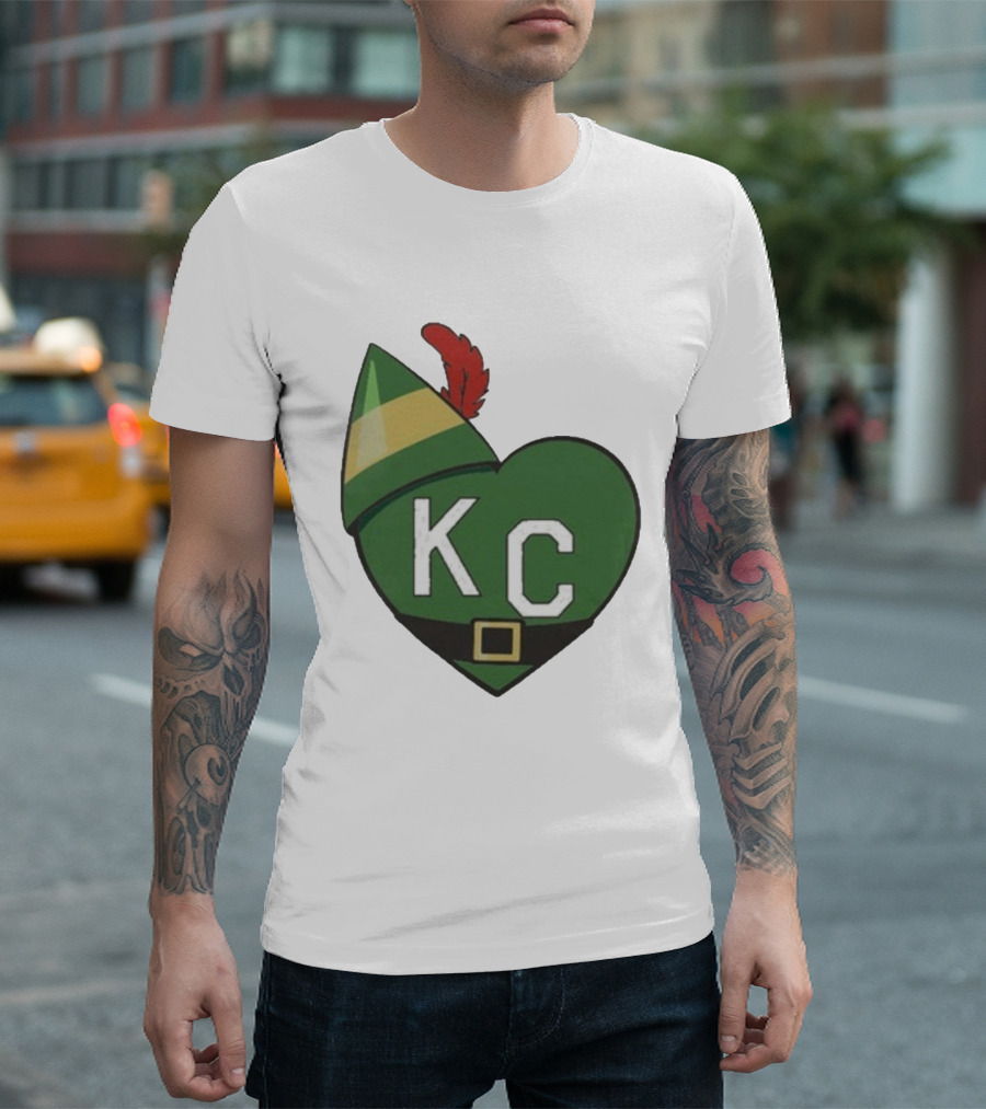Cheerful KC Elf Heart Christmas Hat T-Shirt