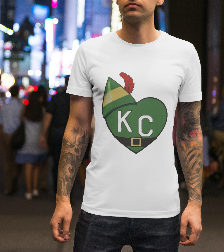 Cheerful KC Elf Heart Christmas Hat T-Shirt