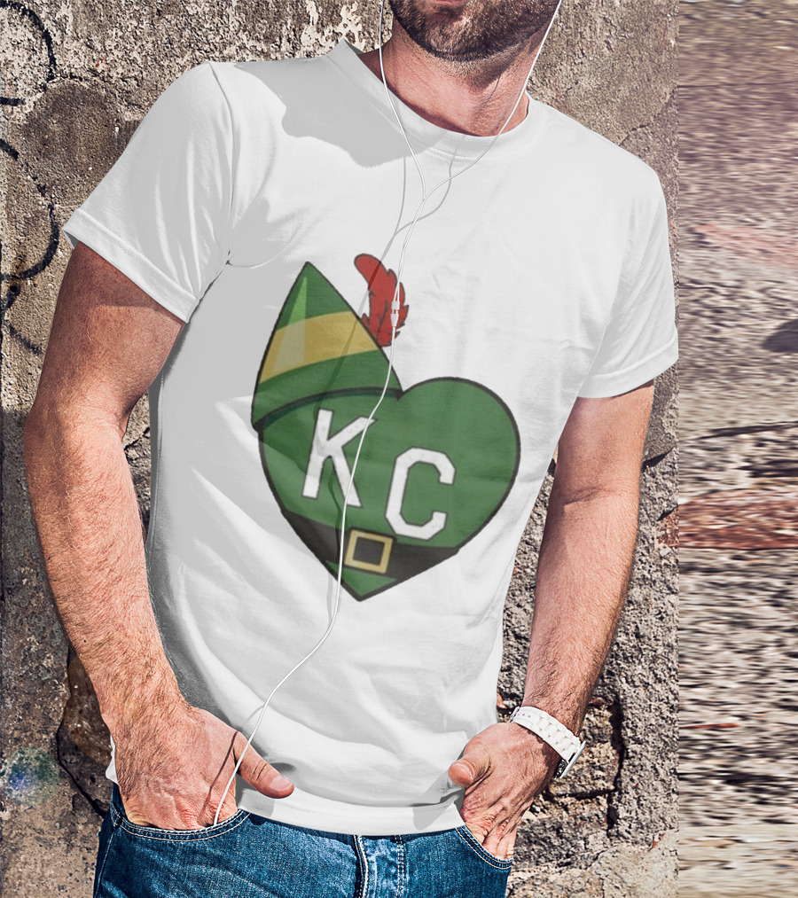 Cheerful KC Elf Heart Christmas Hat T-Shirt