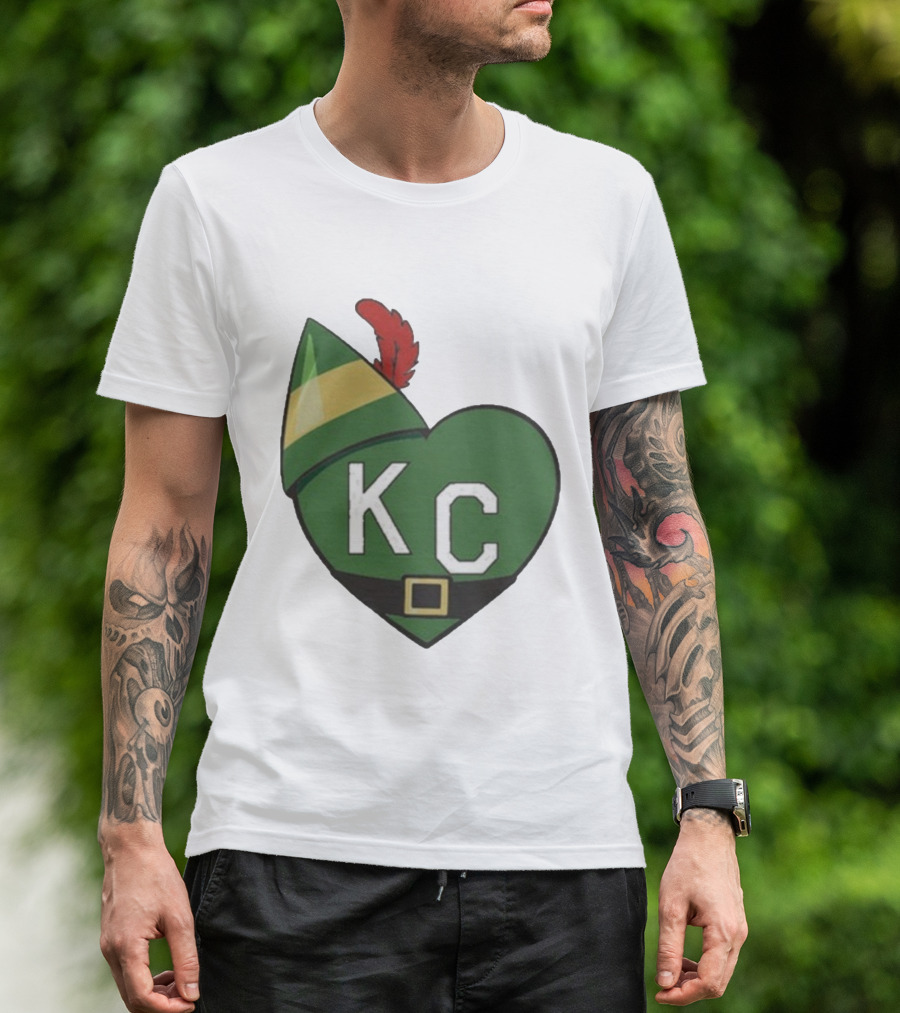 Cheerful KC Elf Heart Christmas Hat T-Shirt