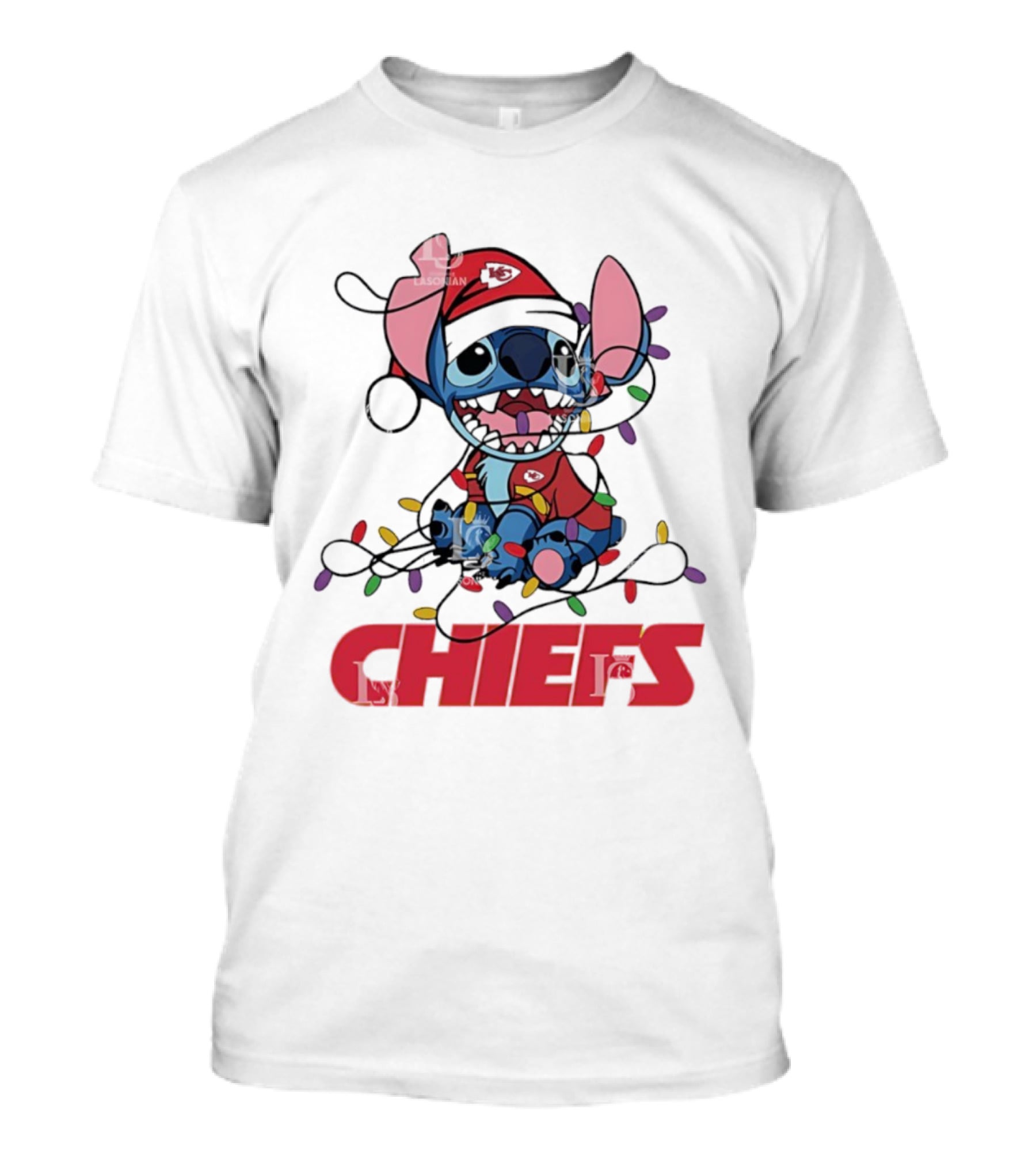 Kansas City Chiefs Stitch Christmas Lights T-Shirt