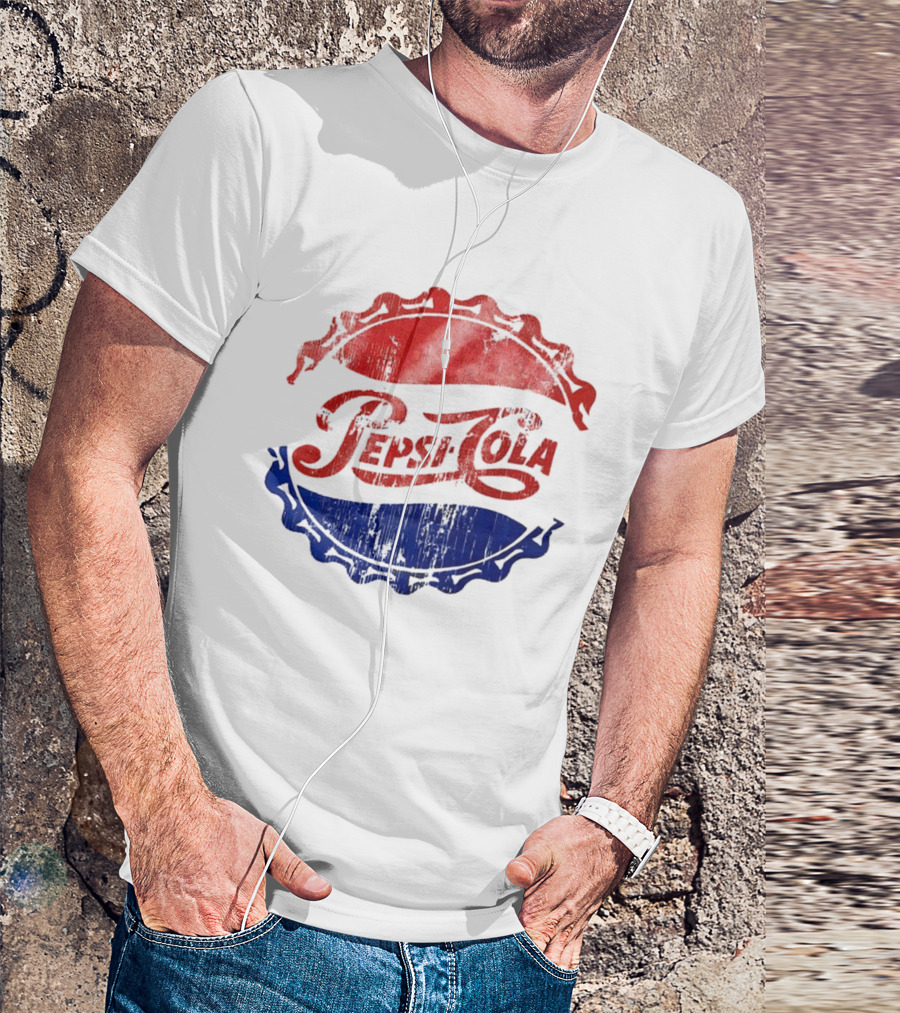Pepsi Cola Vintage Bottle Cap Distressed Red White Blue T-Shirt