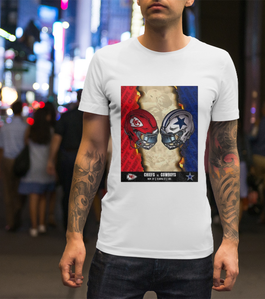 Chiefs Vs Cowboys November 27 3:30PM CT CBS Kansas City Dallas NFL Matchup T-Shirt