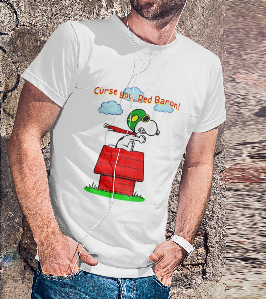 Snoopy Peanuts Flying Ace Curse You Red Baron Iconic Scene T-Shirt