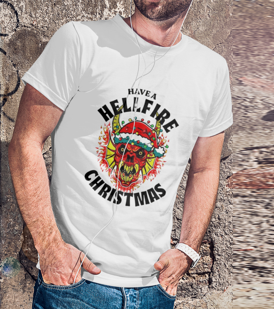Have A Hellfire Christmas Demon With Santa Hat Stranger Things T-Shirt