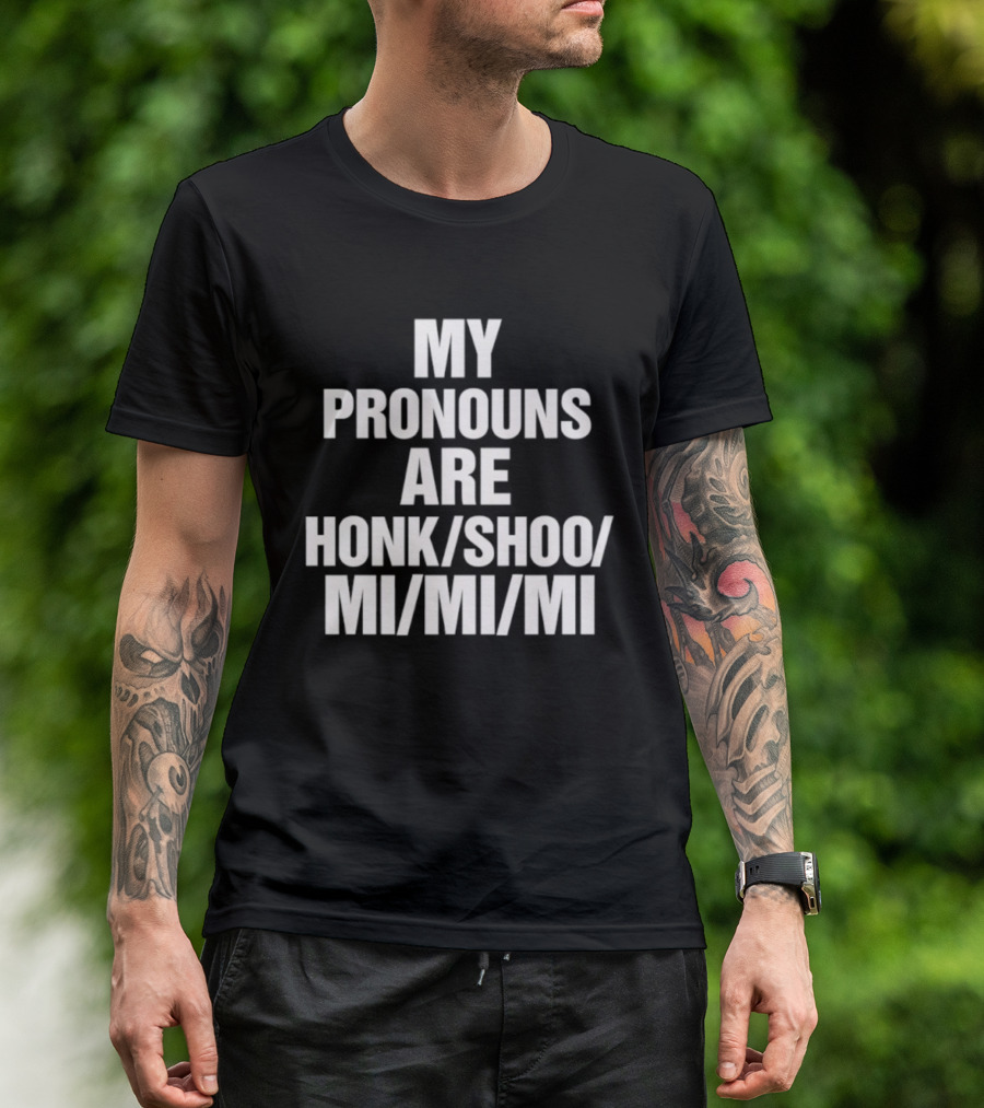 My Pronouns Are Honk Shoo Mi Mi Mi Sleep Sounds Humor T-Shirt