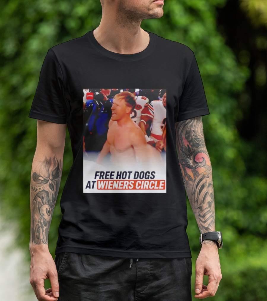 Ben Johnson Chicago Bears Celebration Free Hot Dogs At Wieners Circle T-Shirt