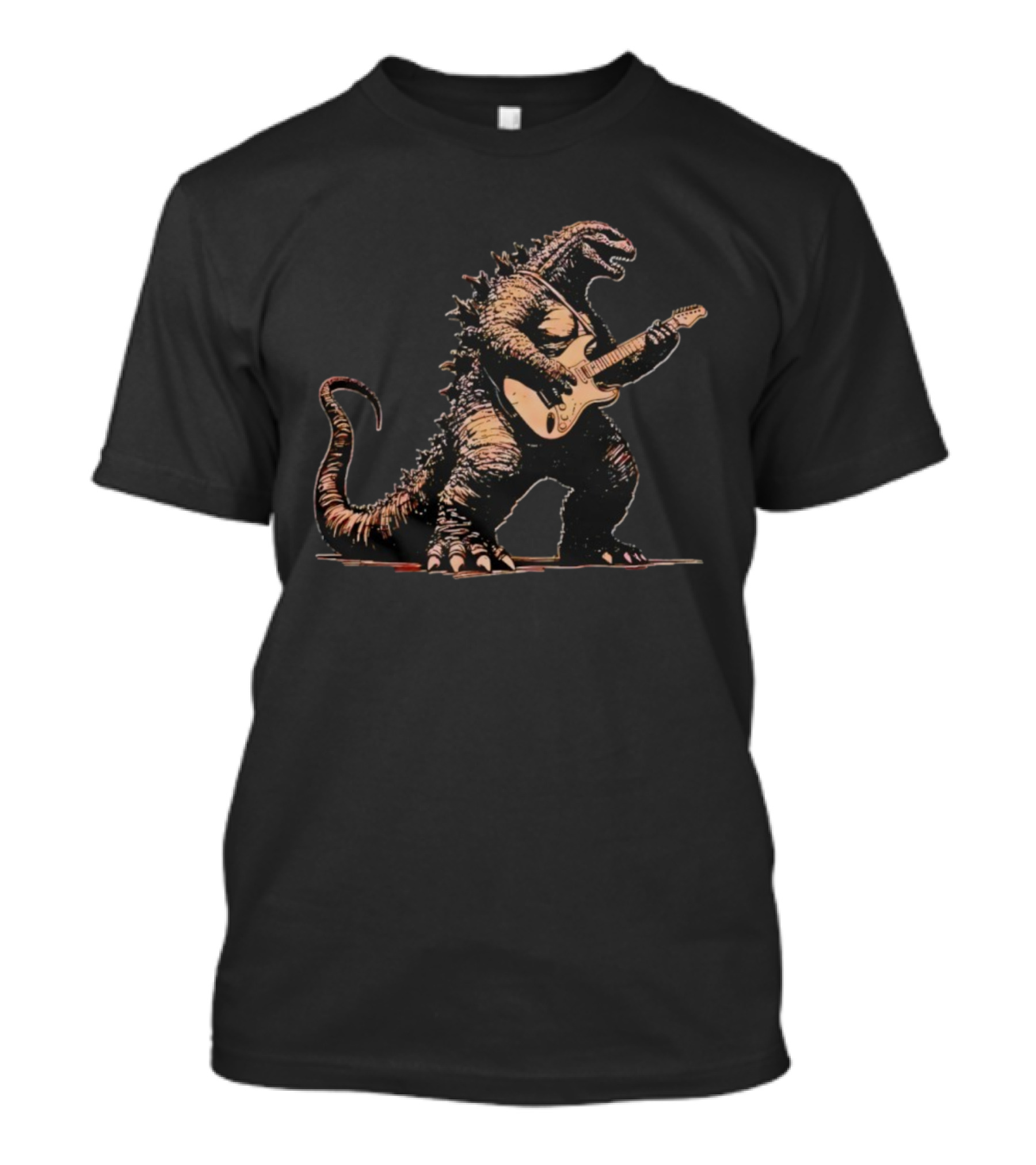 Godzilla Playing Electric Guitar Iconic Monster Image T-Shirt