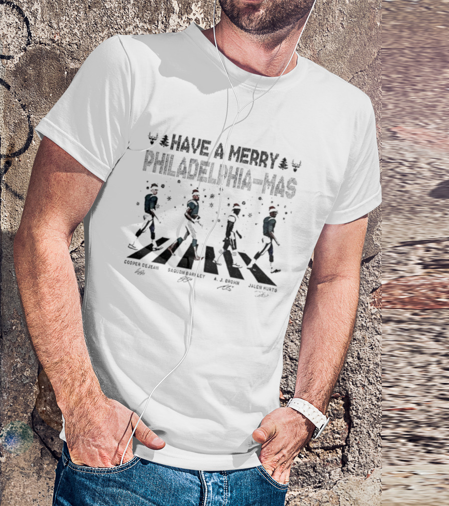 Have A Merry Philadelphia Eagles Mas Christmas Abbey Road Baseball Players Snowflakes T-Shirt