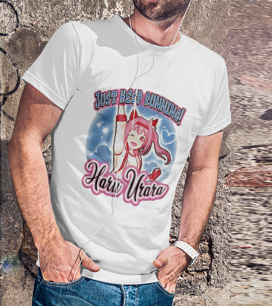 JUST KEEP RUNNING HARU URARA ANIME WINKING CHARACTER WITH HEART AND STARS T-Shirt