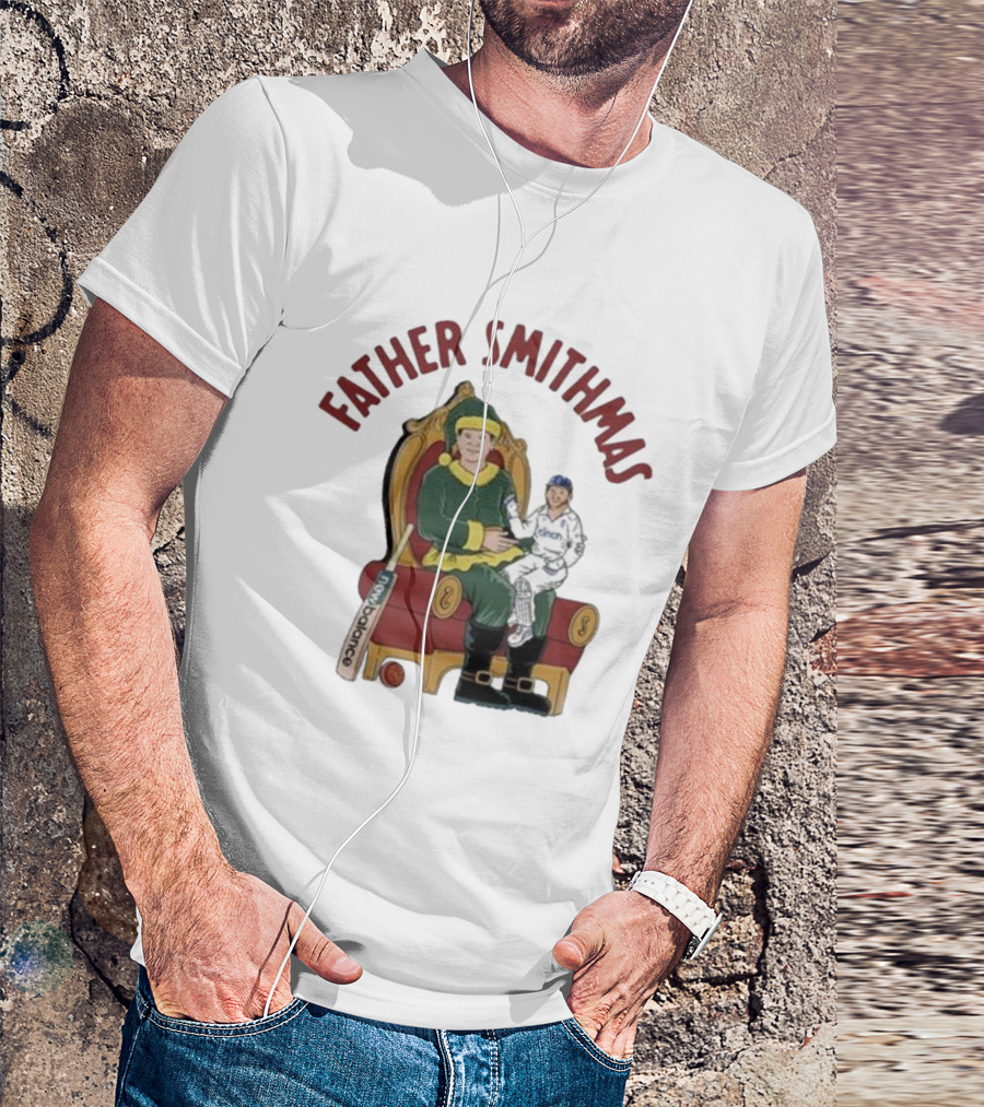 Father Smithmas Santa Suit Christmas Cricket Steve Smith T-Shirt