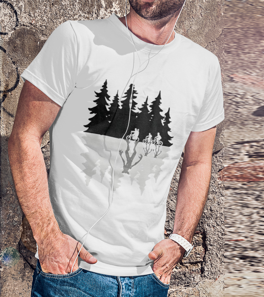 Stranger Things Upside Down Forest Biking Vintage Christmas Tree T-Shirt