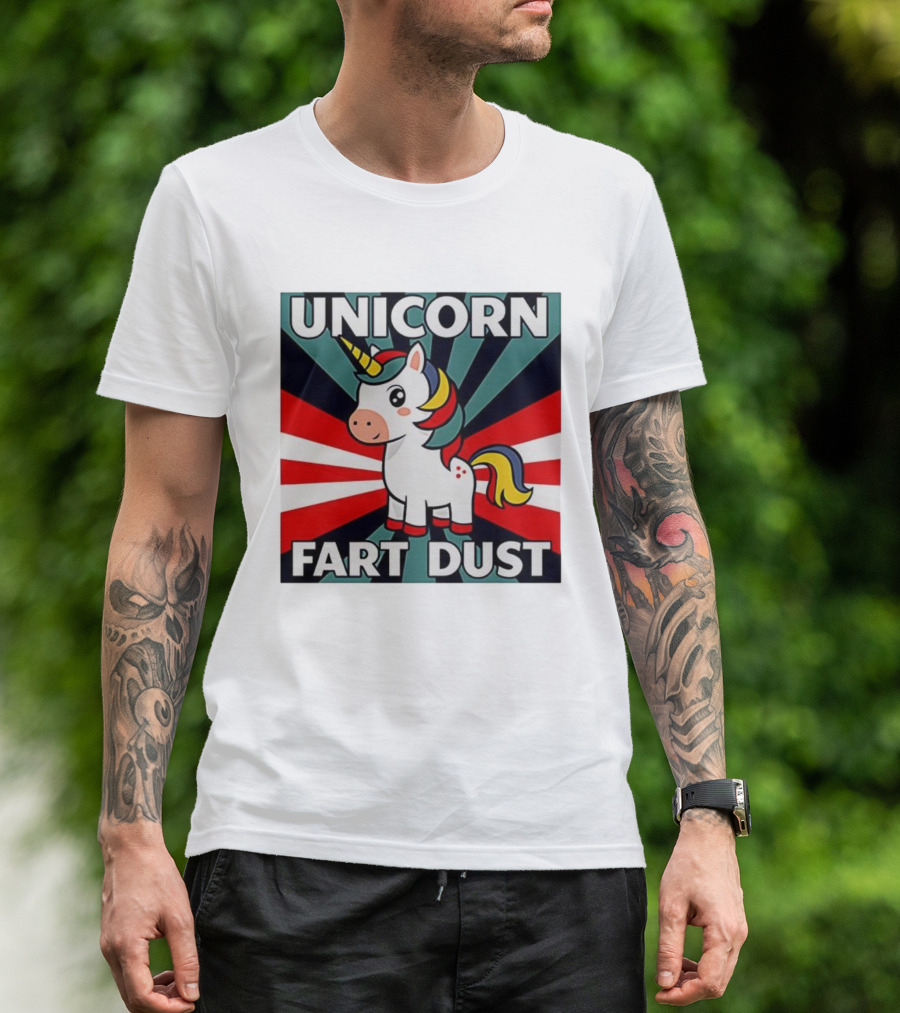 Unicorn Fart Dust Cartoon Colorful Cute Design T-Shirt