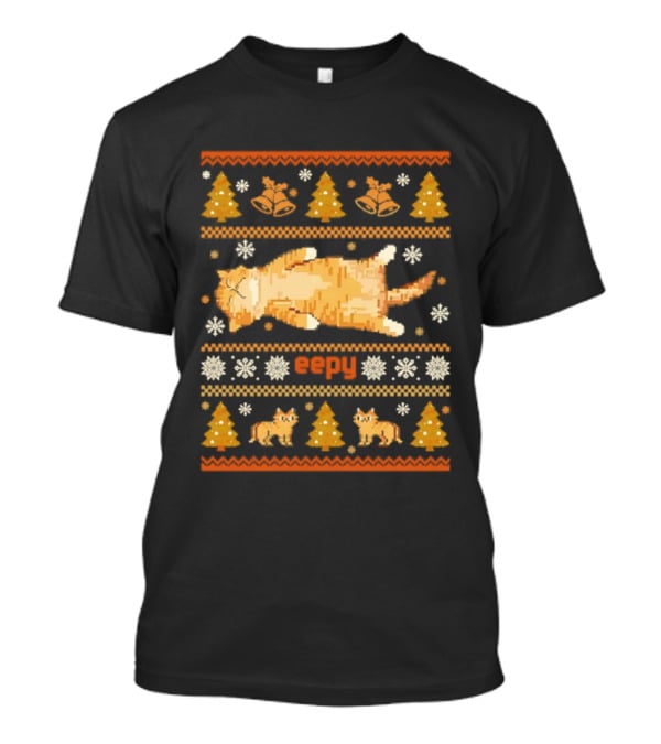 Eepy Cat Silly Sleepy Ugly Christmas Meme Snowflakes Trees Ducks T-Shirt