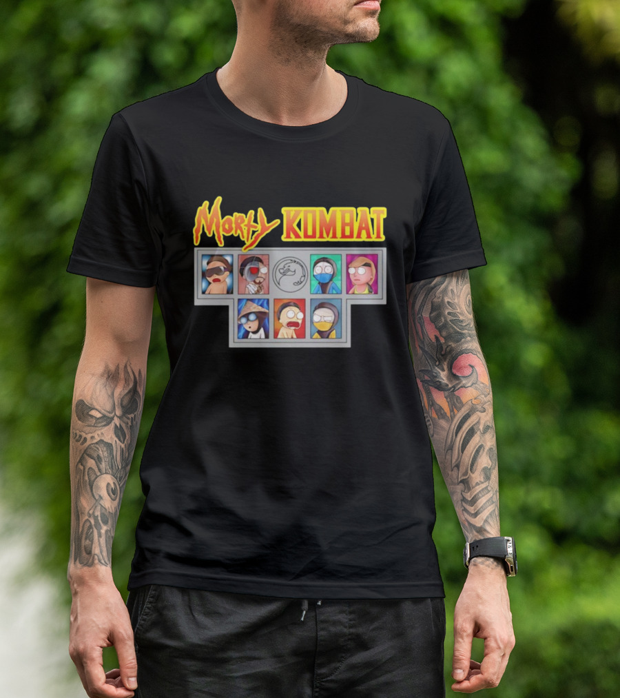 Morty Kombat Rick And Morty Mortal Kombat Characters Crossover T-Shirt