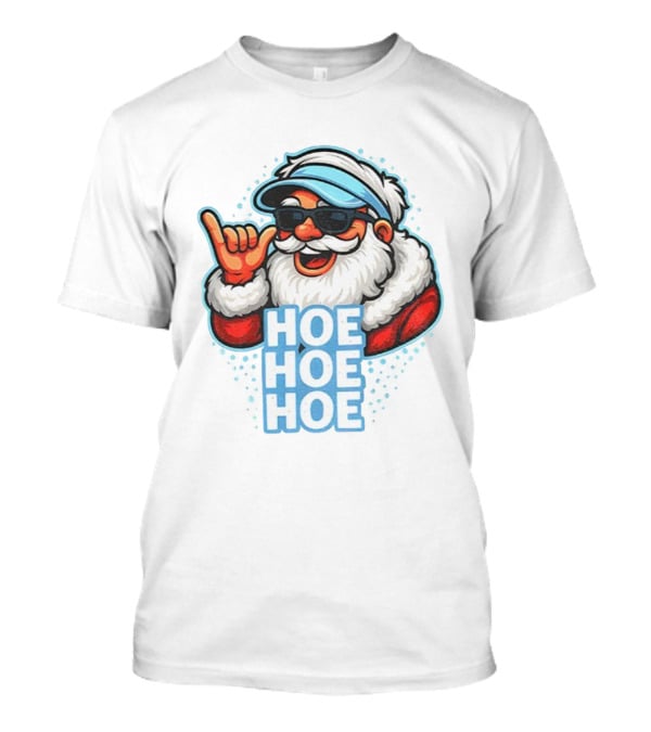 Ho Ho Ho Funny Football Christmas Santa With Sunglasses T-Shirt