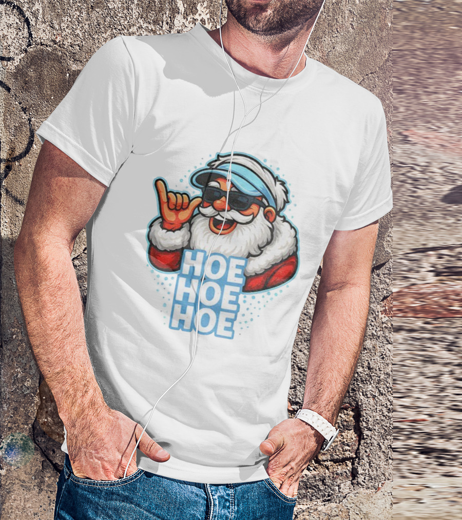Ho Ho Ho Funny Football Christmas Santa With Sunglasses T-Shirt