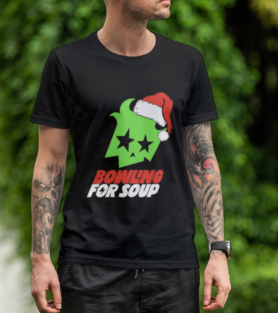 Bowling For Soup Xmas Christmas Santa Hat Stars T-Shirt