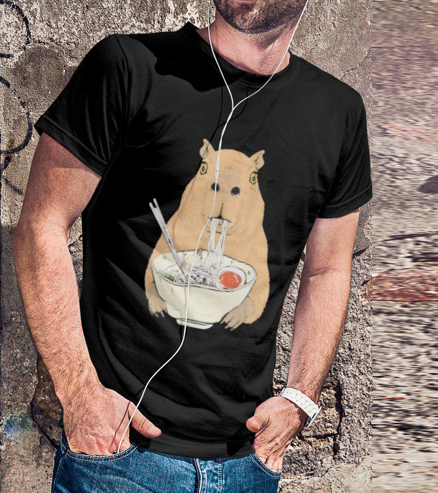 Capybara Eating Ramen Noodles Japanese Style T-Shirt