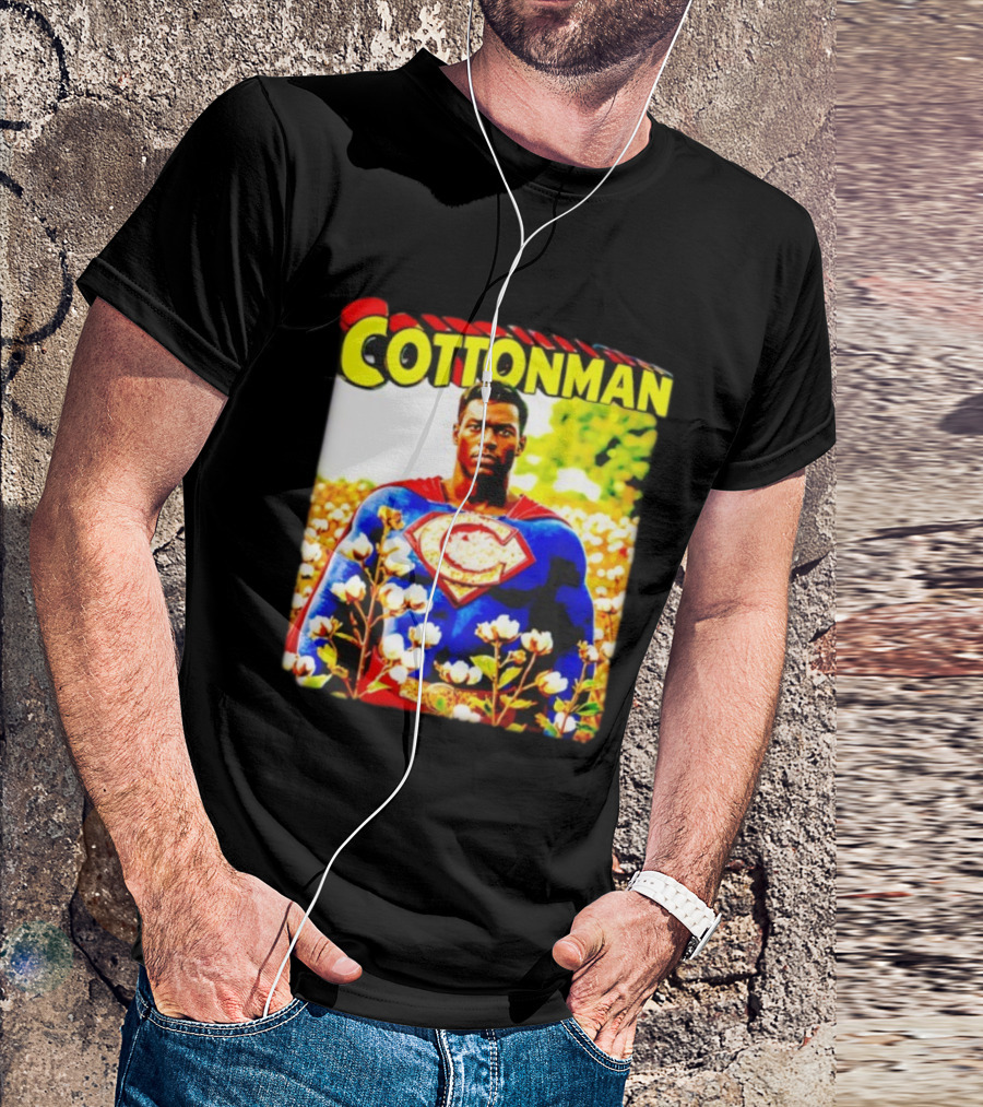 Cottonman Superman Hero In Blooming Cotton Field T-Shirt