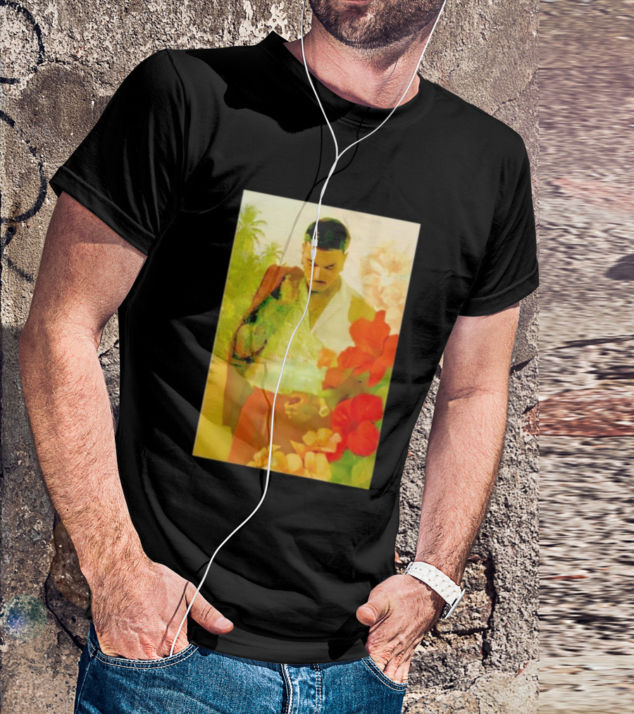 Rauw Alejandro Tropical Floral Portrait With Suit And Flowers T-Shirt