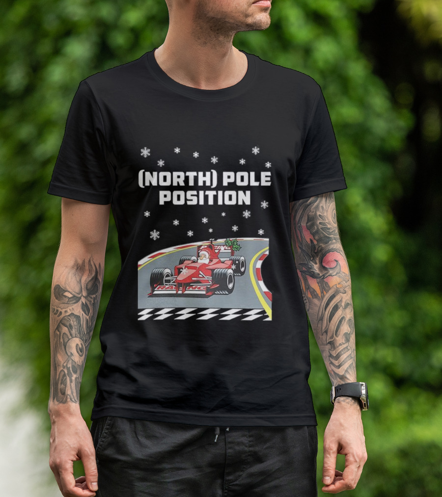 Santa Claus Christmas North Pole Racing Formula 1 T-Shirt