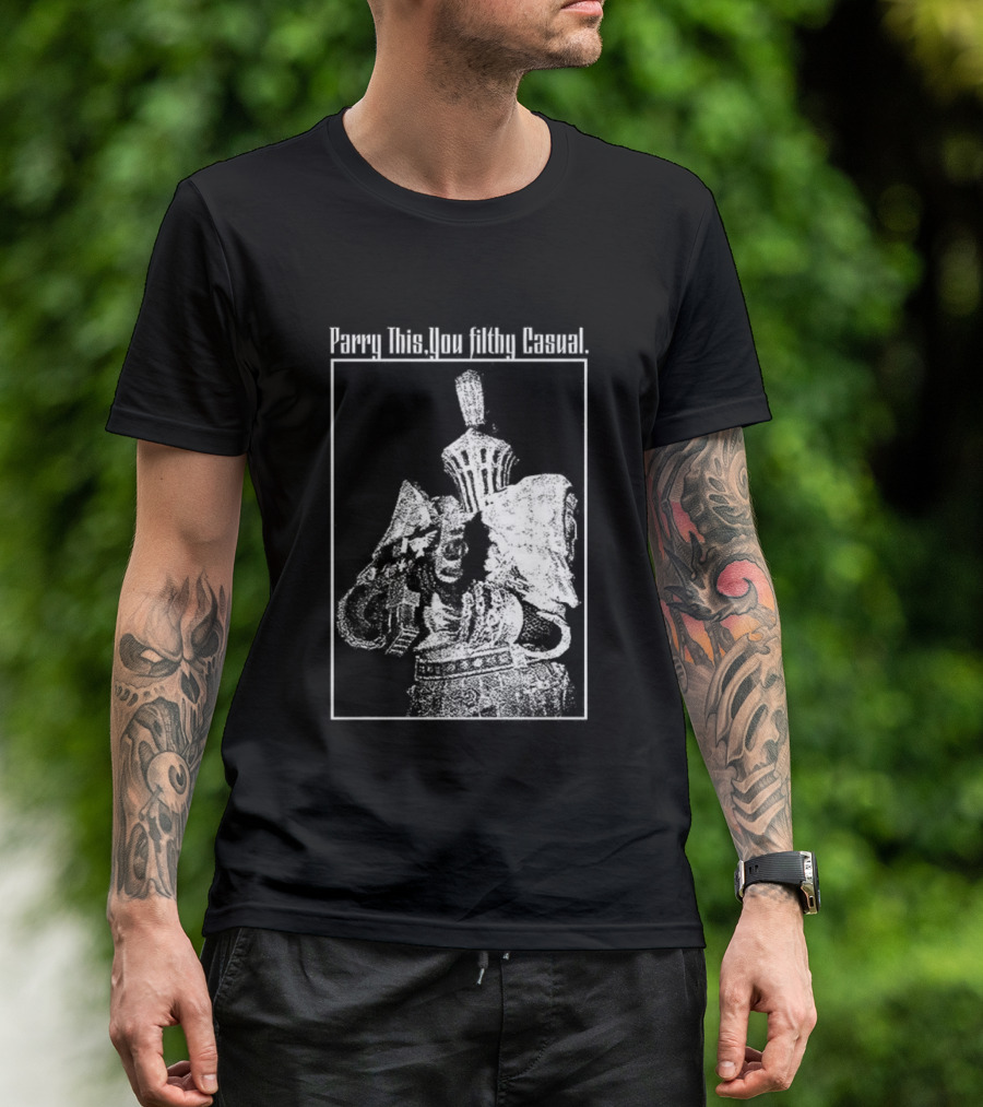 Parry This You Filthy Casual Knight With Gun Retro Style T-Shirt