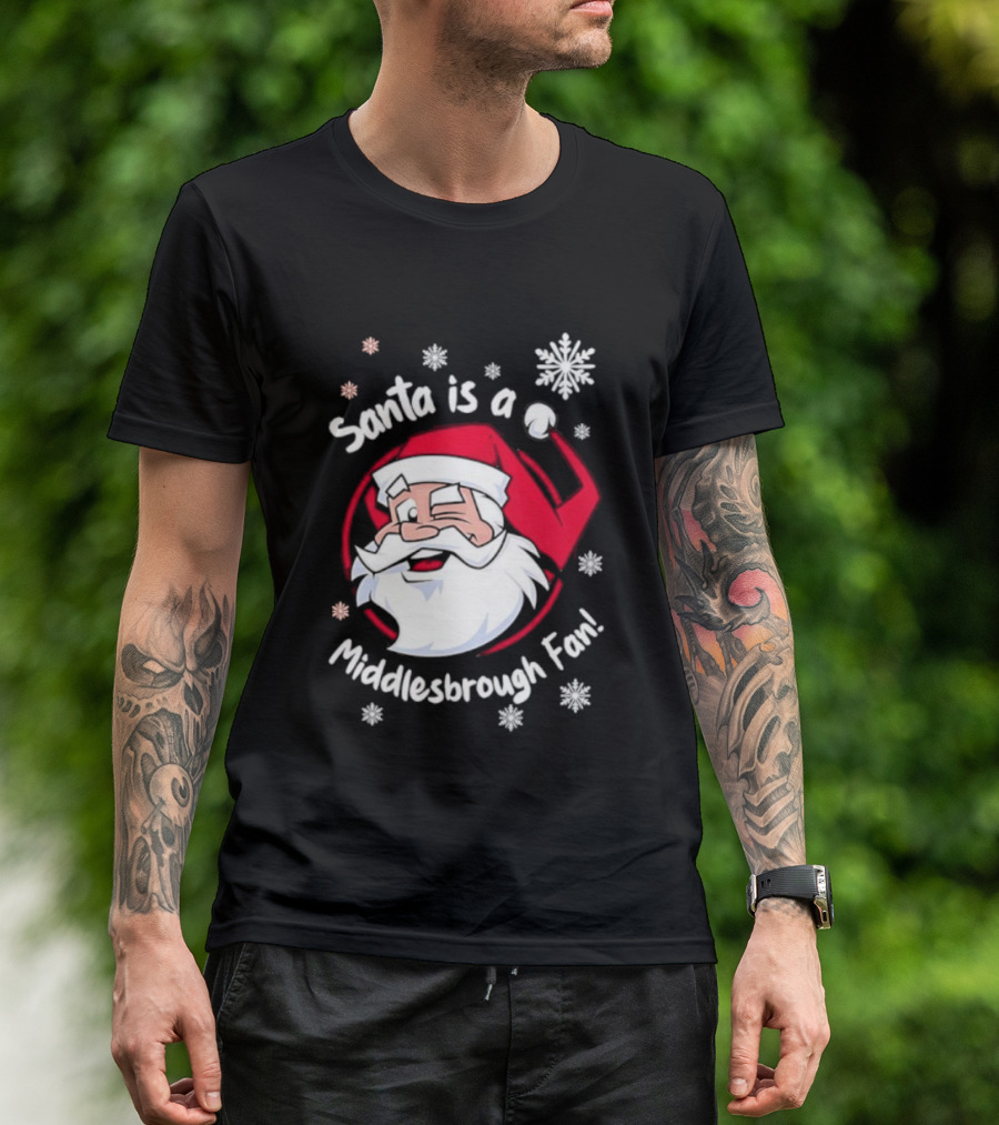 Santa Is A Middlesbrough Fan Christmas Snowflakes T-Shirt