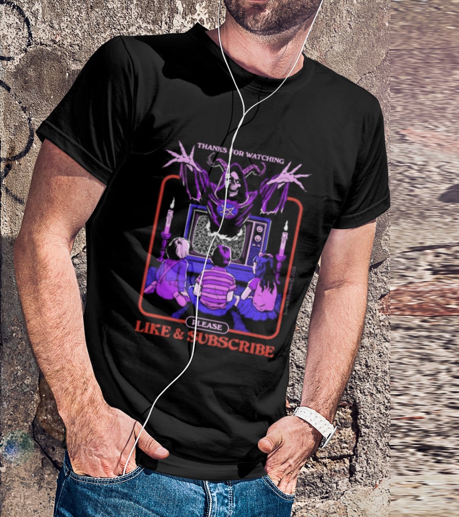 Thanks For Ing Please Like And Subscribe Live Retro Horror TV Scene With Ghastly Figure T-Shirt