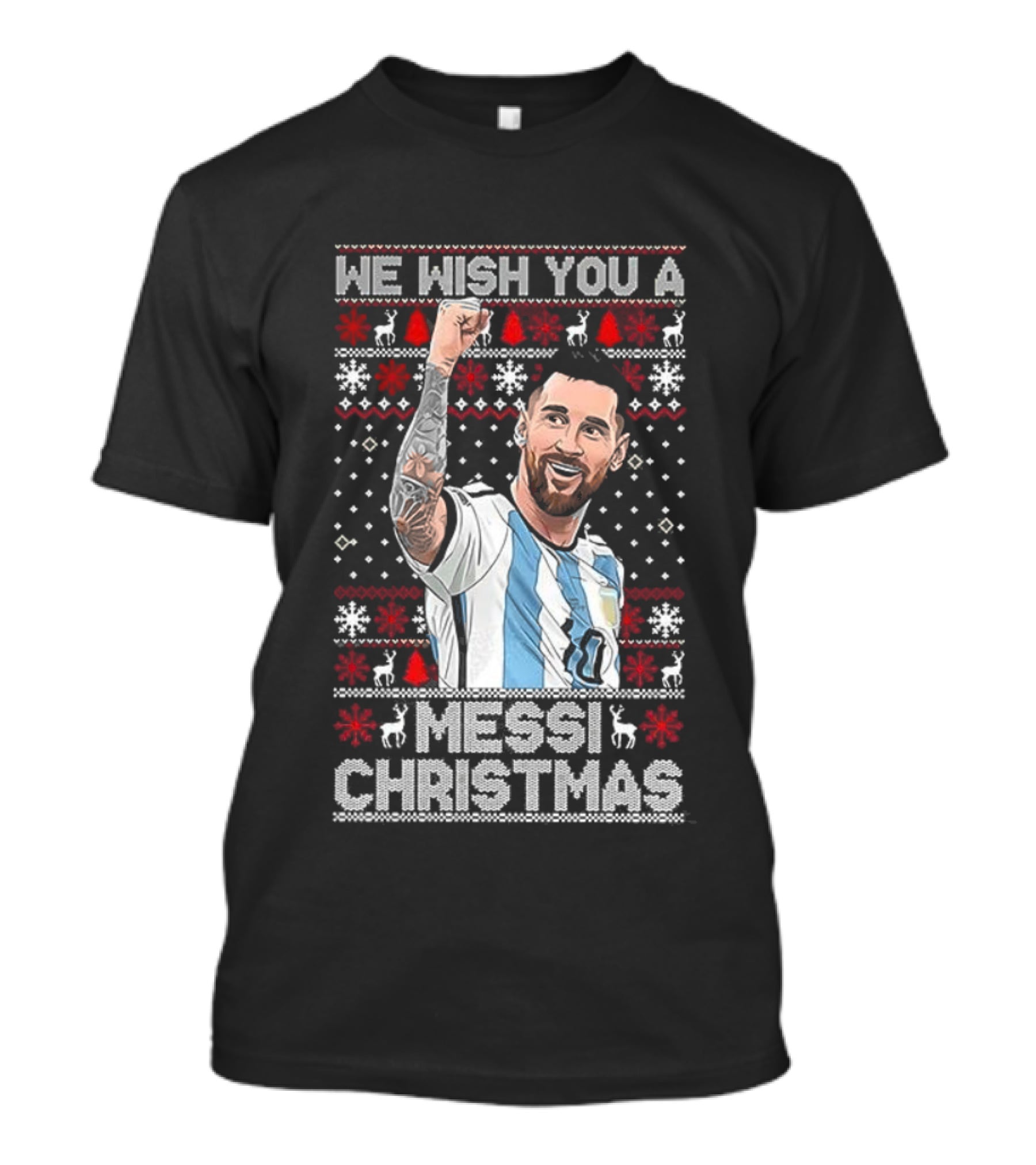 We Wish You A Messi Christmas Goat Number 10 Ugly Xmas T-Shirt